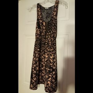 Creamy pink lacy print dress